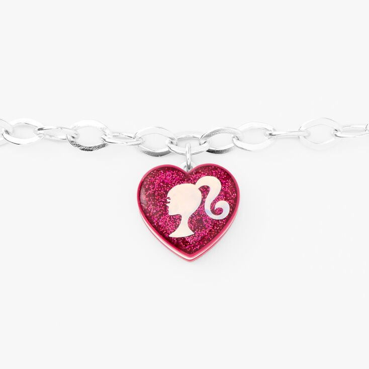 Barbie&trade; Pink Heart Silver Charm Bracelet,