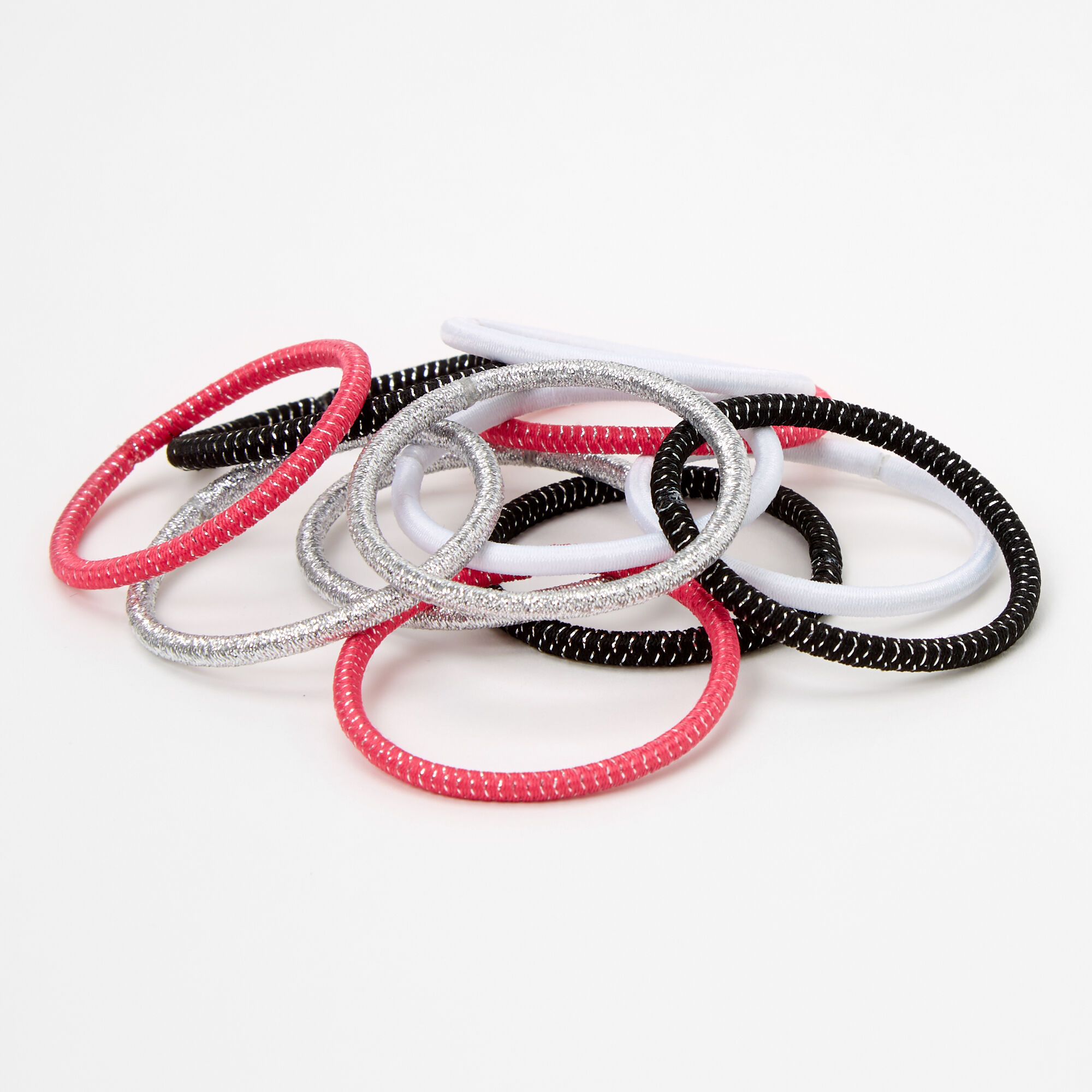 Claire's Club Metallic Shimmer Elastic Hair Ties - 12 Pack,