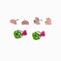 Clous d&#39;oreilles grenouille, champignon et arc-en-ciel - Lot de 3,