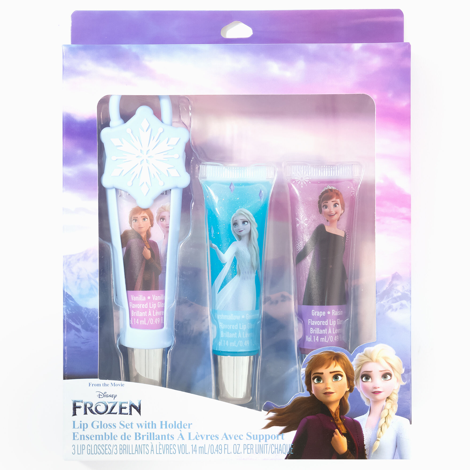 View Claires Disney Frozen Lip Gloss Set With Holder 3 Pack Blue information