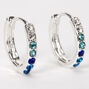 Boucles d&#39;oreilles huggies ornement&eacute;es 10&nbsp;mm couleur argent&eacute;e - Bleu,