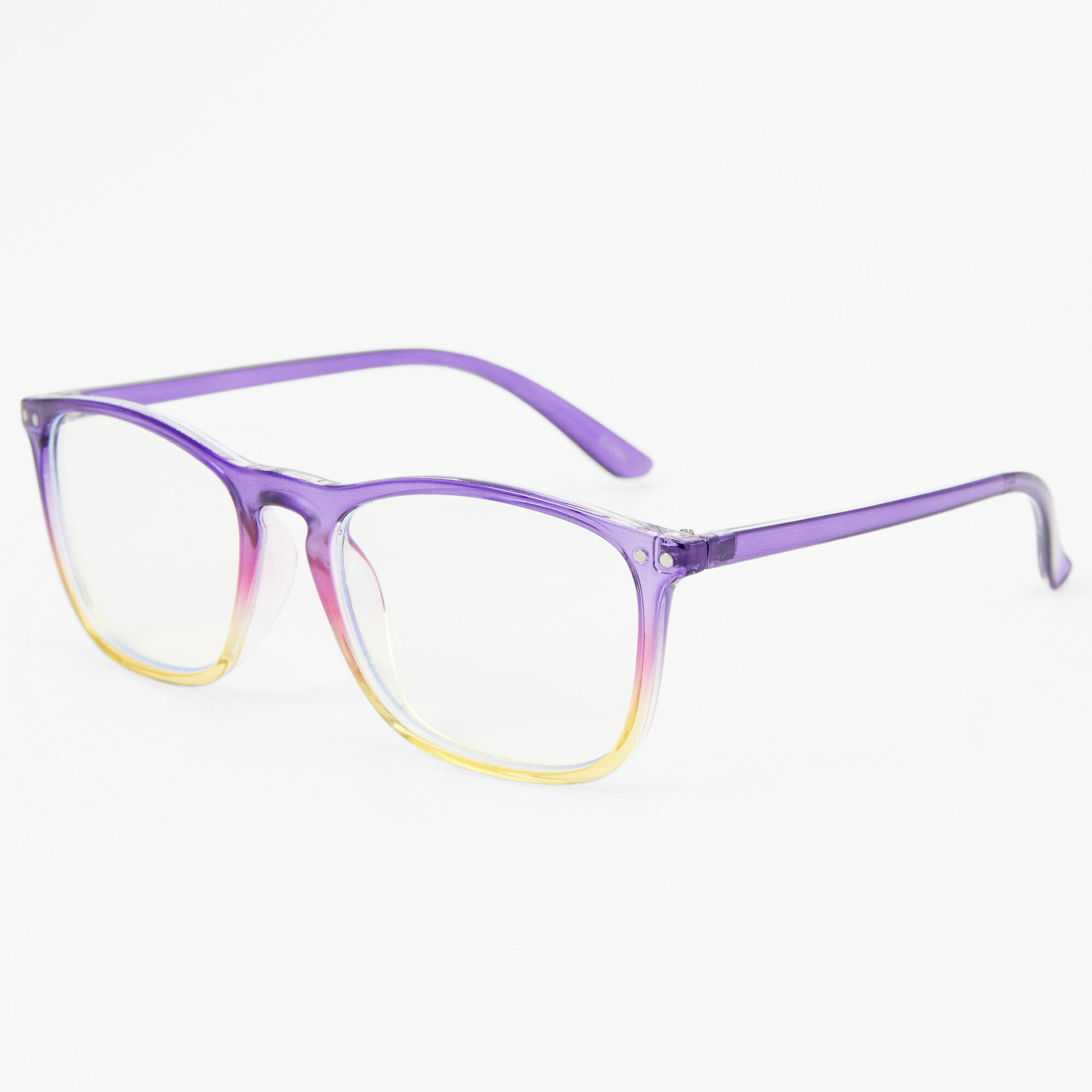 Claire's Lunettes à verres transparents avec dégradé violet et jaune