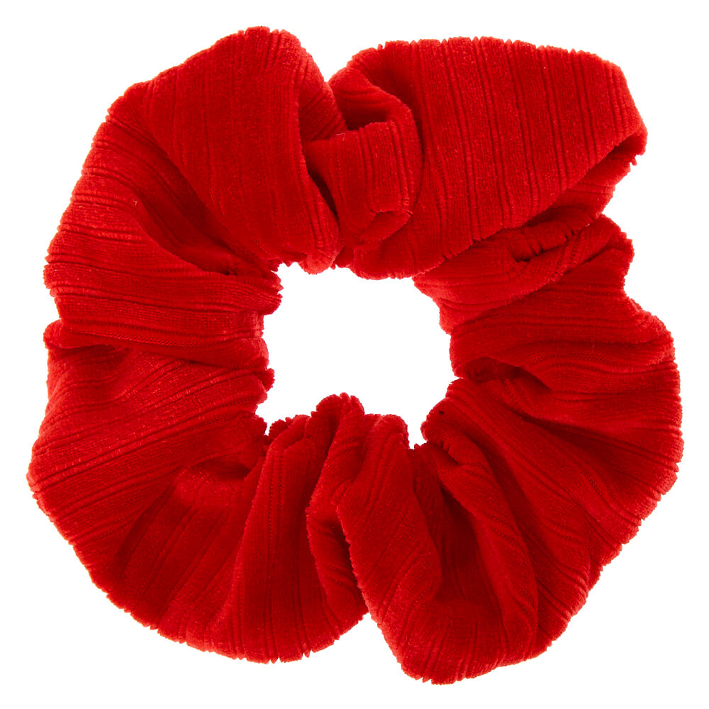 Medium Ribbed Velvet Hair Scrunchie - Red,