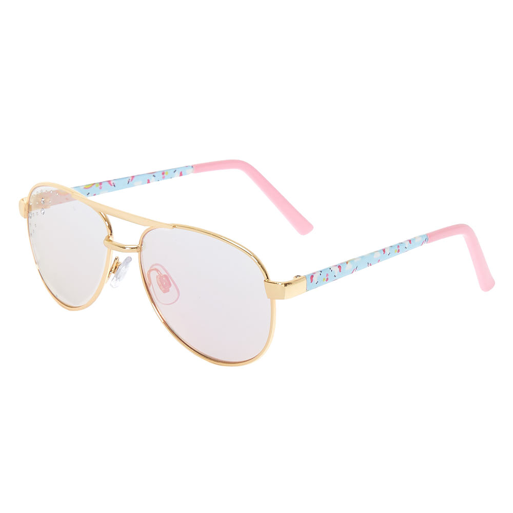 Lunettes de soleil aviateur teintees a imprime licorne pour enfants