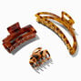 Brown Tortoiseshell Mixed Hair Claws - 3 Pack,