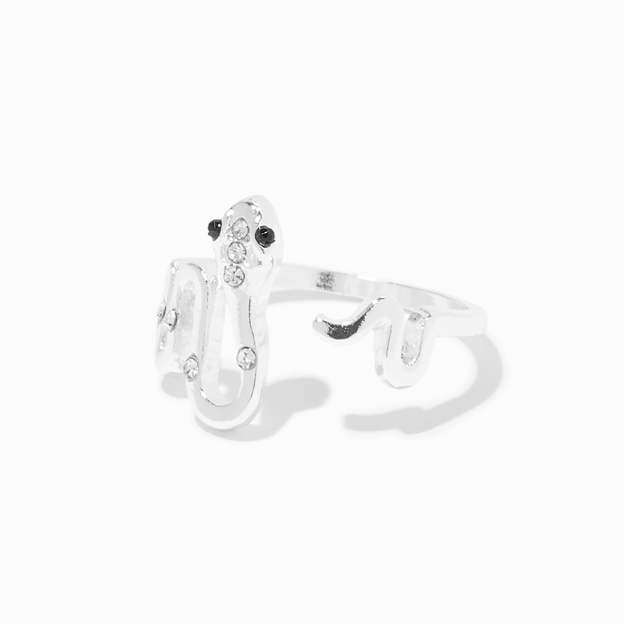 View Claires SilverTone Embellished Squiggle Snake Ring Black information