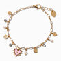 Pink Evil Eye Gold Charm Bracelet,
