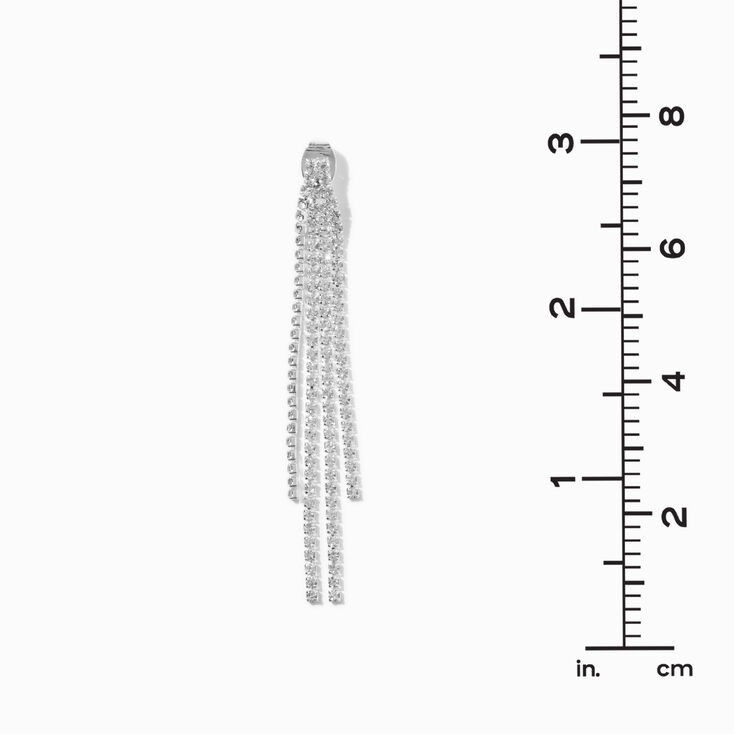 Pendantes 8&nbsp;cm cha&icirc;nes frang&eacute;es de strass couleur argent&eacute;e,