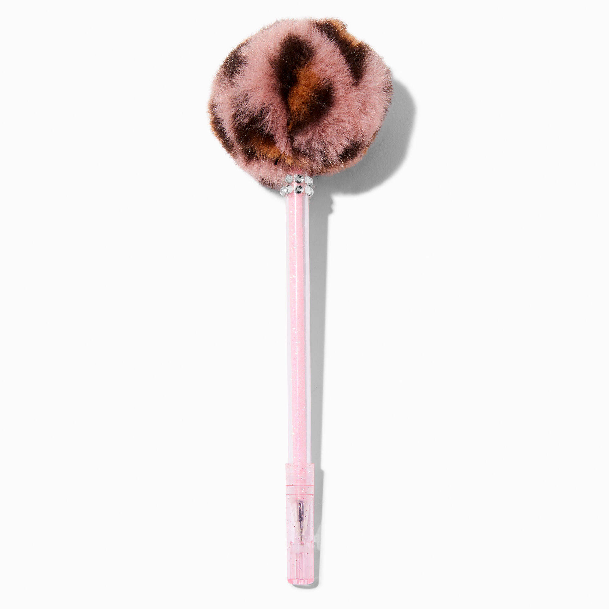 View Claires Leopard Print Pom Pen Pink information