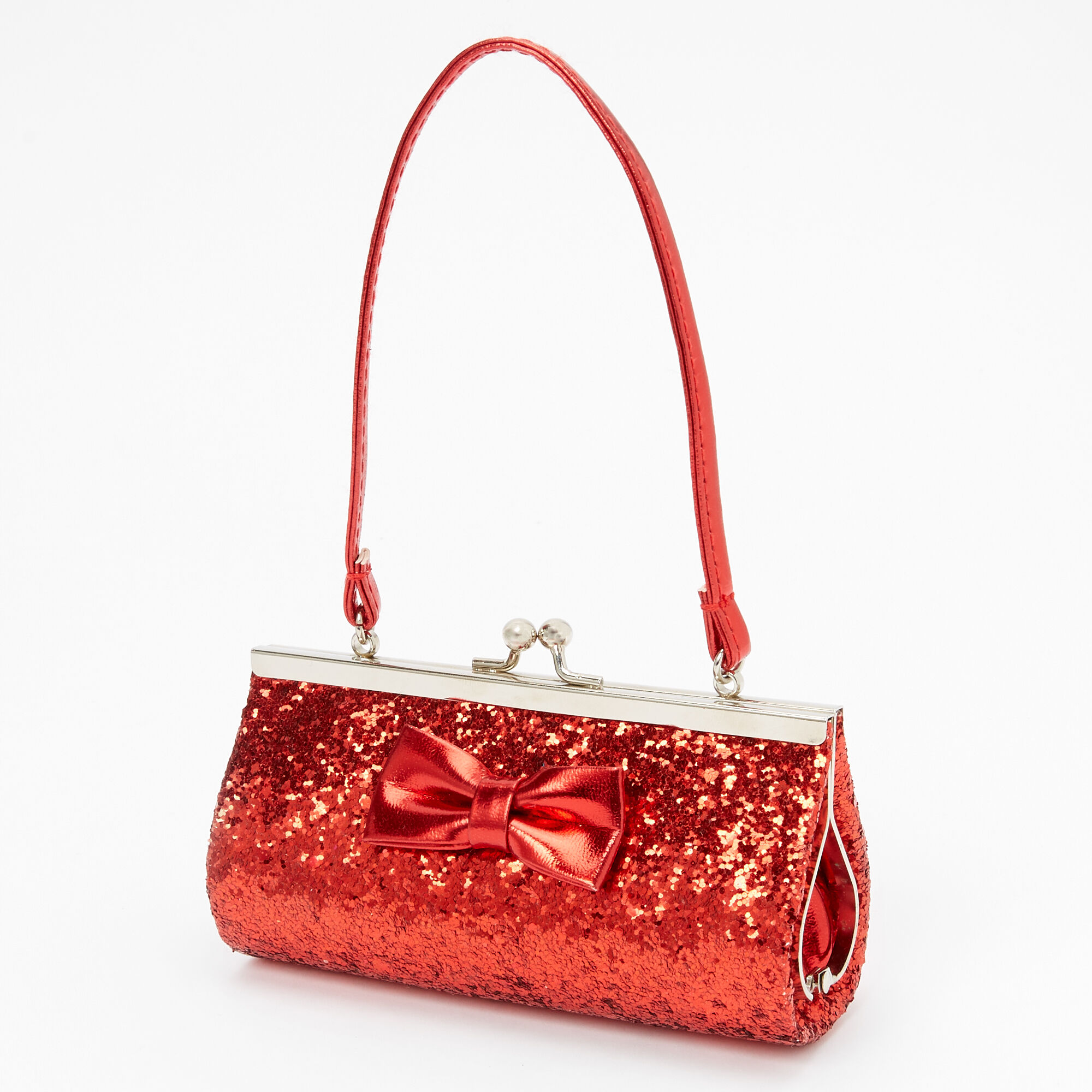 Claire s Club Satin Bow Clutch Bag Red Claire s