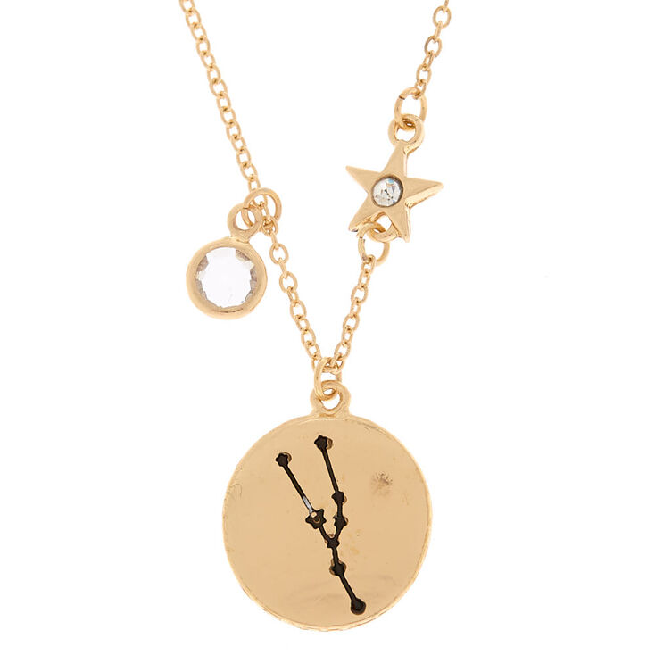 Gold Zodiac Pendant Necklace - Taurus,