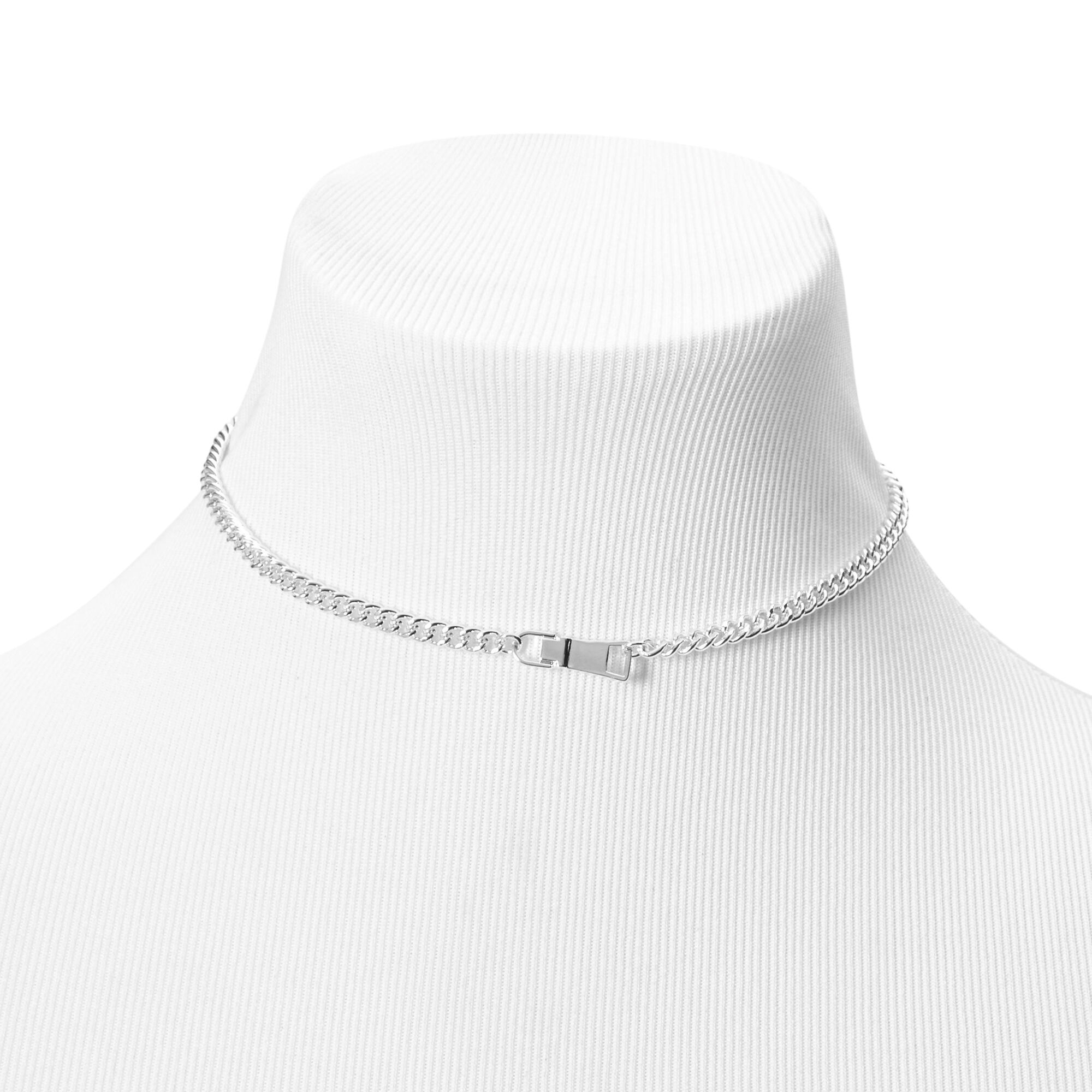 Zipper Choker Chain Necklace - Silver,