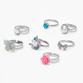 Claire&#39;s Club Blue Unicorn Box Rings - 7 Pack,