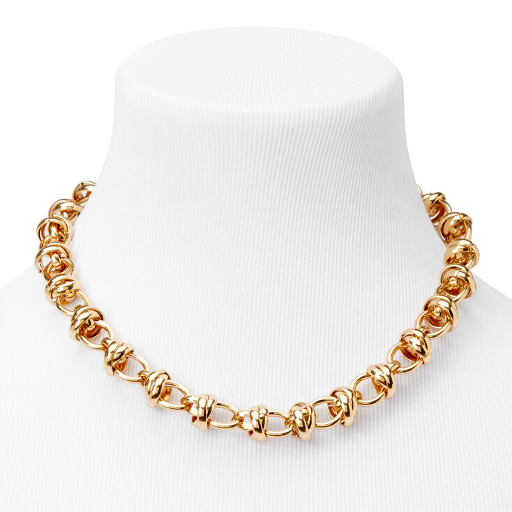 Gold Knotted Chain Link Necklace,