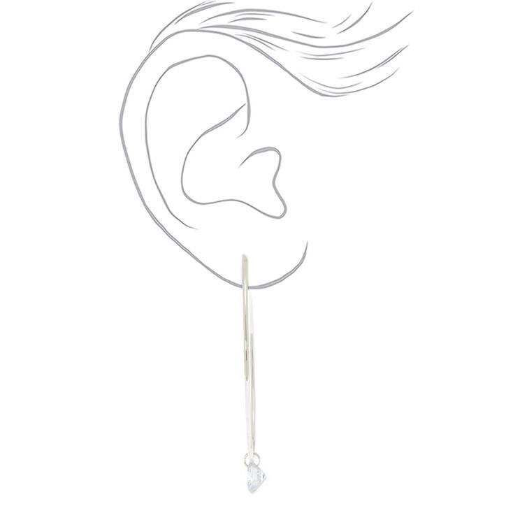 Silver Cubic Zirconia 50MM Hoop Earrings,