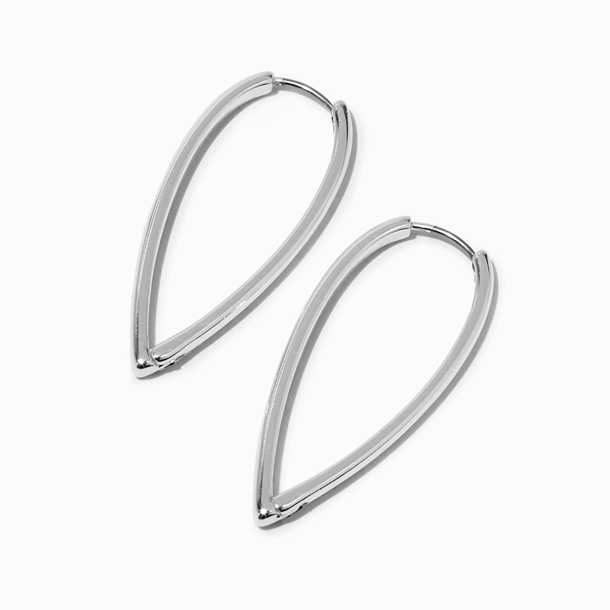 View Claires Tone Pointed 40MM Clicker Hoop Earrings Silver information
