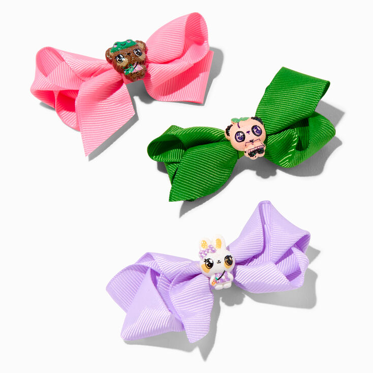 Claire&#39;s Club Critter Bow Hair Clips - 3 Pack,