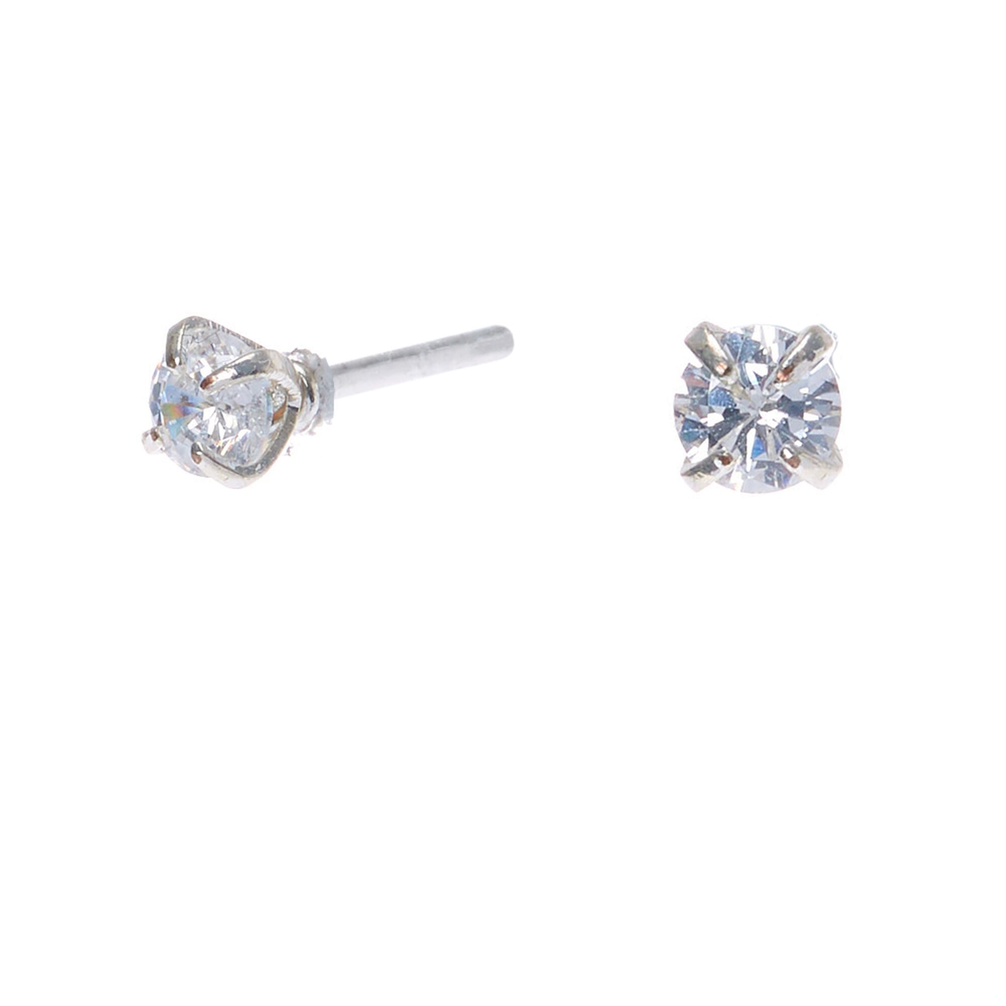 View Claires Cubic Zirconia Round Martini Stud Earrings 3MM Silver information