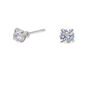 Silver-tone Cubic Zirconia 3mm Round Martini Stud Earrings,