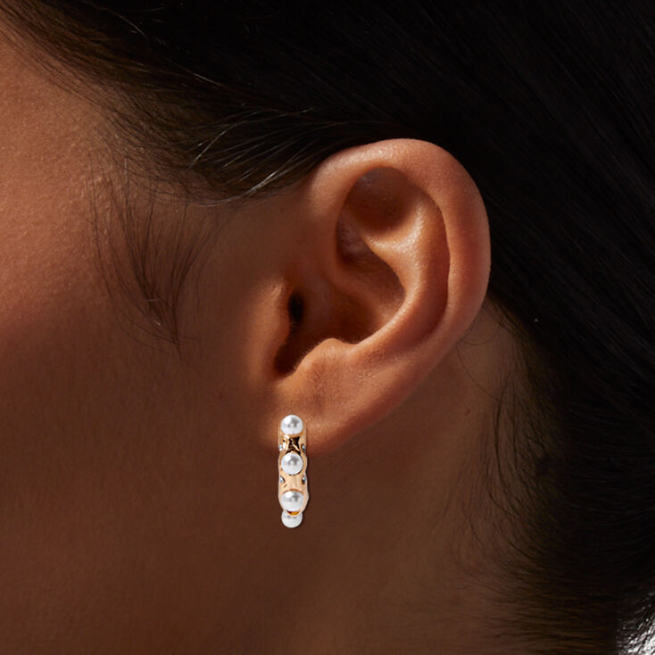Gold Embellished 25MM Thick Hoop Earrings,