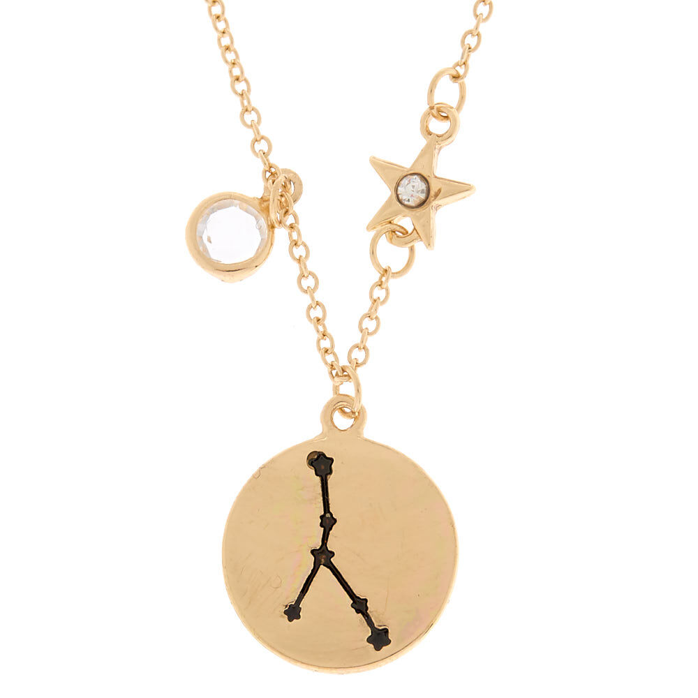 Gold Zodiac Pendant Necklace - Cancer,