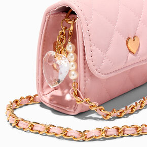 Claire&#39;s Club Special Occasion Quilted Blush Pink Crossbody Bag,
