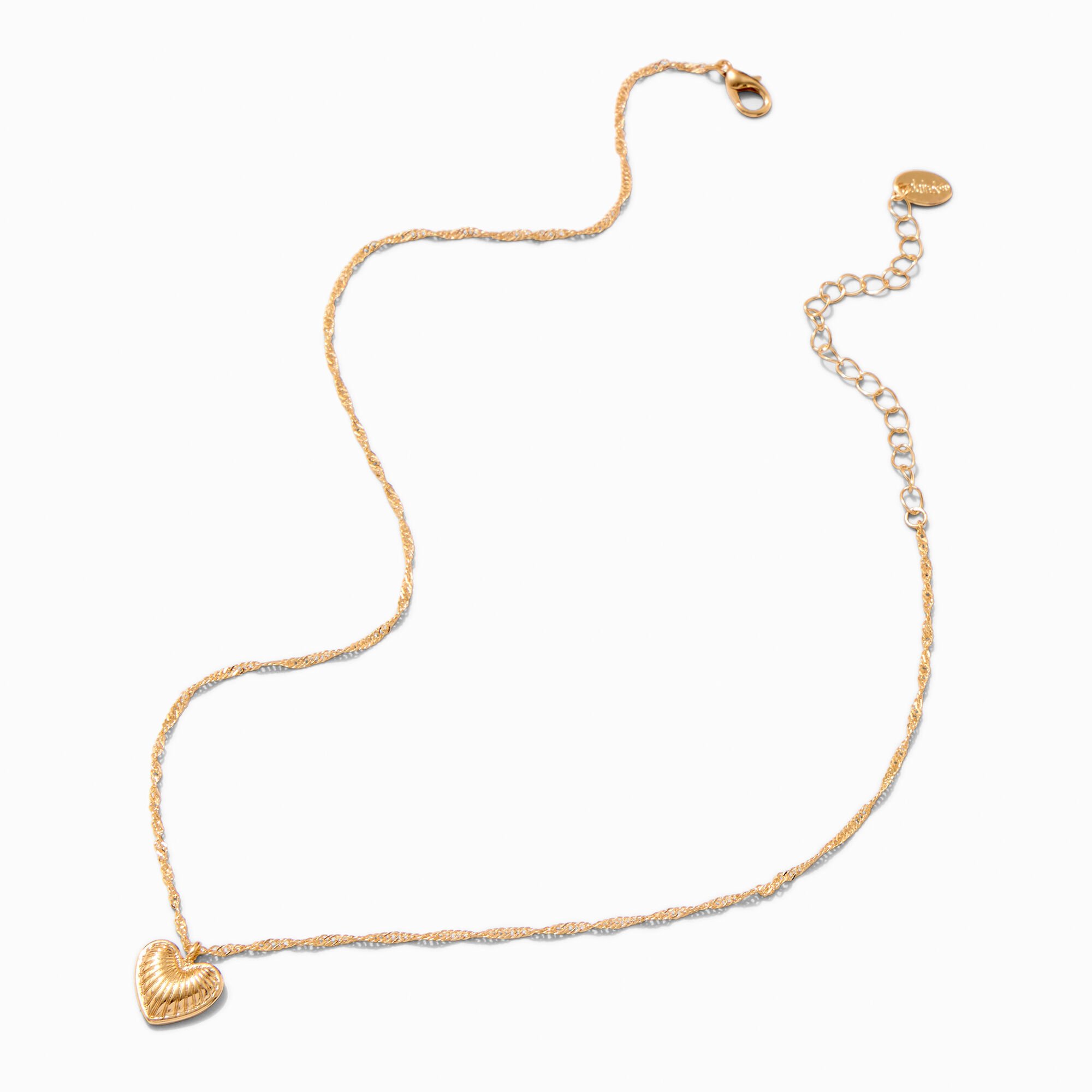 Gold-tone Twisted Heart Pendant Necklace,