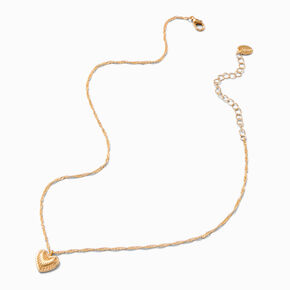 Gold-tone Twisted Heart Pendant Necklace,