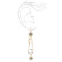 Gold 3.5&quot; Starburst Moon Linear Drop Earrings,