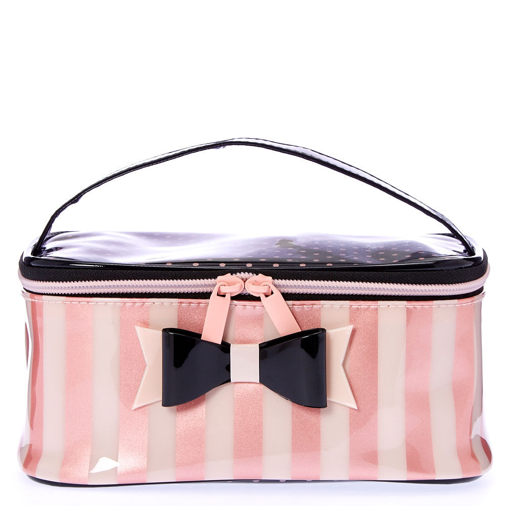 Paris Polka Dot & Striped Makeup Bag,