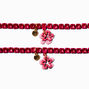 Best Friends Pink Enamel Flower Rhinestone Bracelets - 2 Pack,