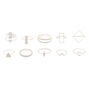 Silver Glitter Geometric Rings - 10 Pack,