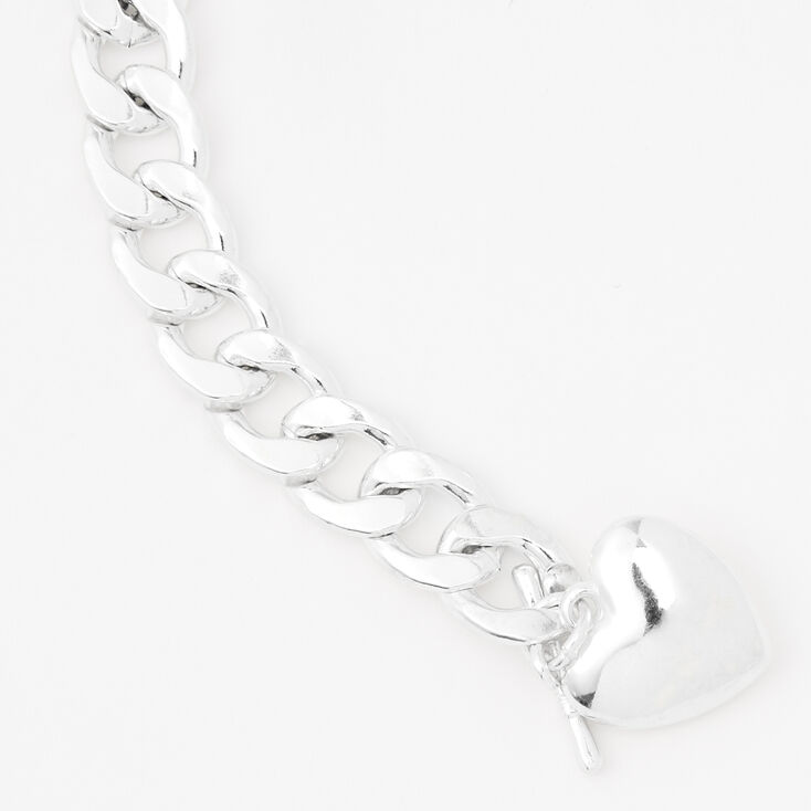 Silver Heart Toggle Chain Link Bracelet,