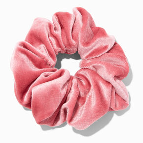 Chouchou en imitation velours de taille moyenne rose tendre,