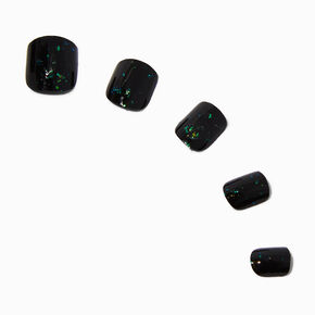 Green Foil Black Square Press On Vegan Faux Nail Set - 24 Pack,