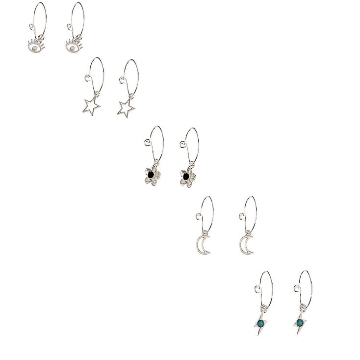 Silver Celestial Hamsa Mixed Earring Set - Turquoise, 20 Pack,