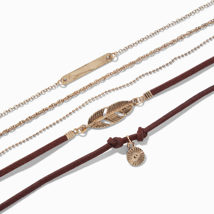 Rose Gold Feather Bracelet Set - 5 Pack,