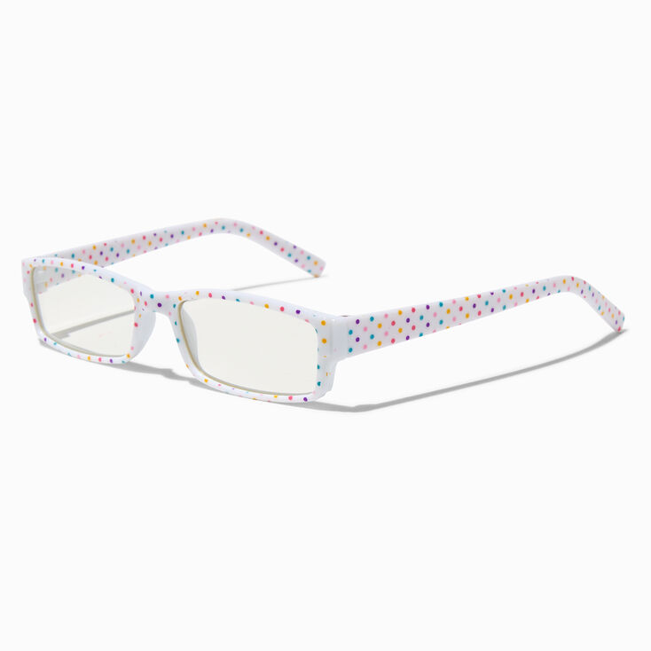 Claire&#39;s Club Rainbow Polka Dots Rectangular Clear Lens Frames,