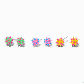 Rainbow Rave Spike Burst Stud Earrings - 3 Pack,