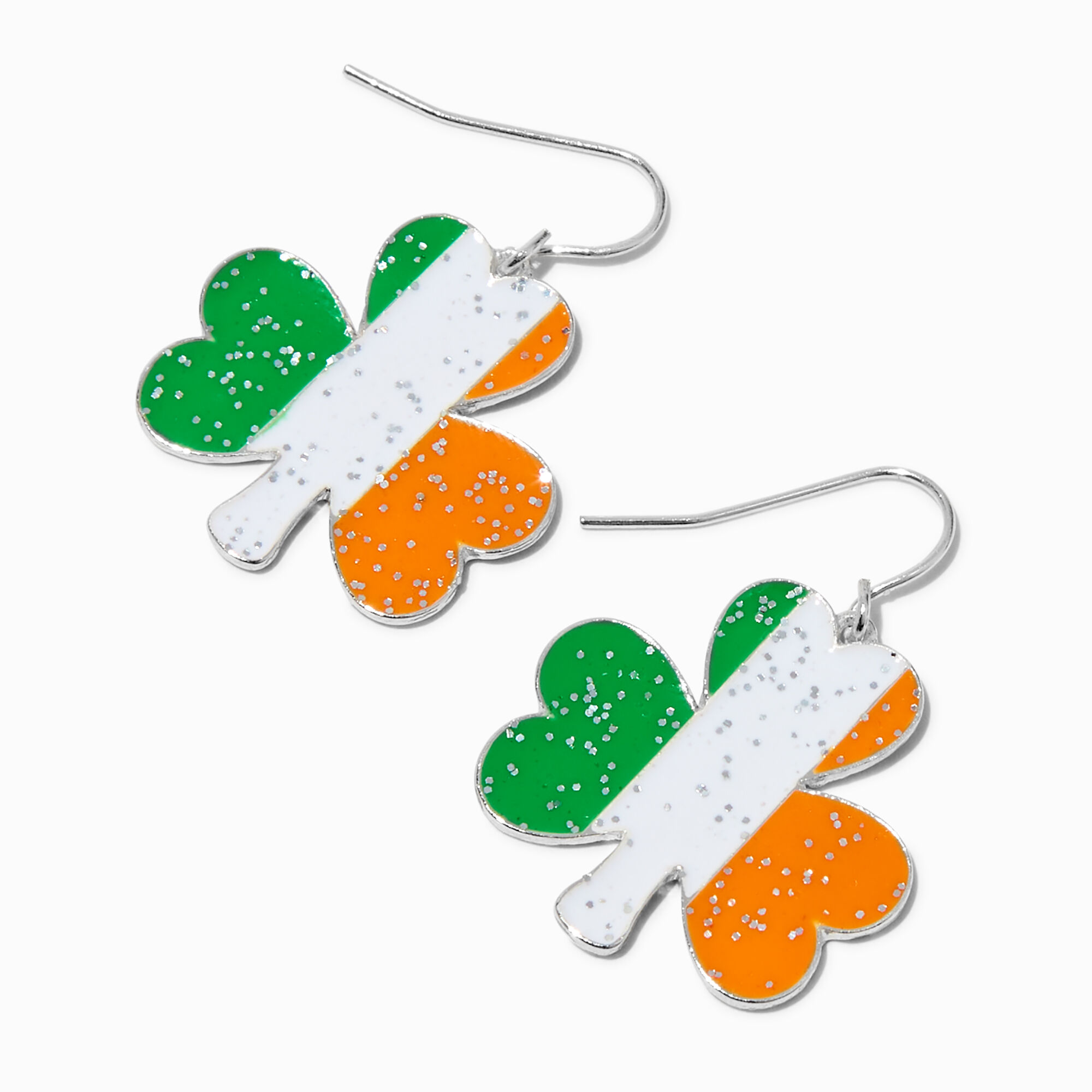 Irish Flag Shamrock 1" Drop Earrings,