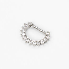 Piercing Daith en anneau avec strass 1,2&nbsp;mm couleur argent&eacute;e,