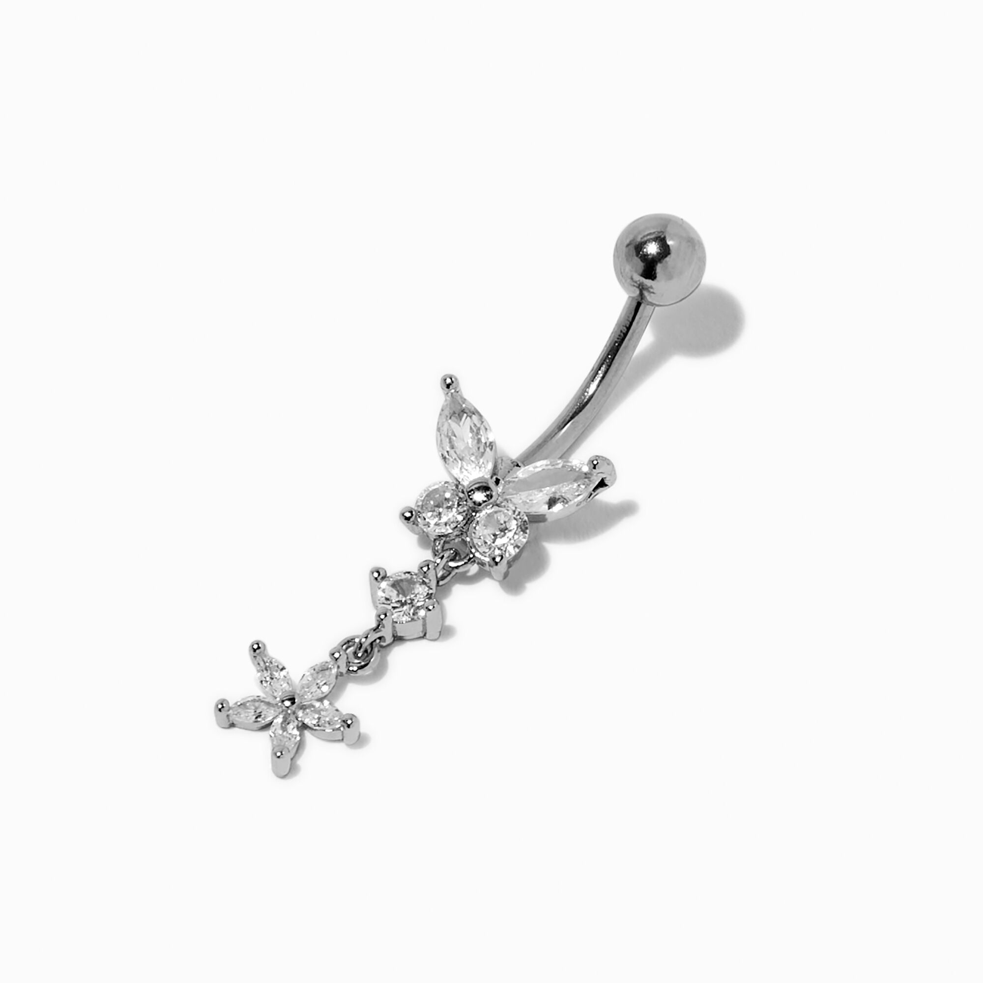 View Claires Cubic Zirconia Butterfly 14G Dangle Belly Ring Silver information