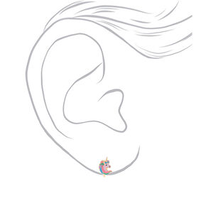 Gold Pastel Unicorn Clip On Stud Earrings,