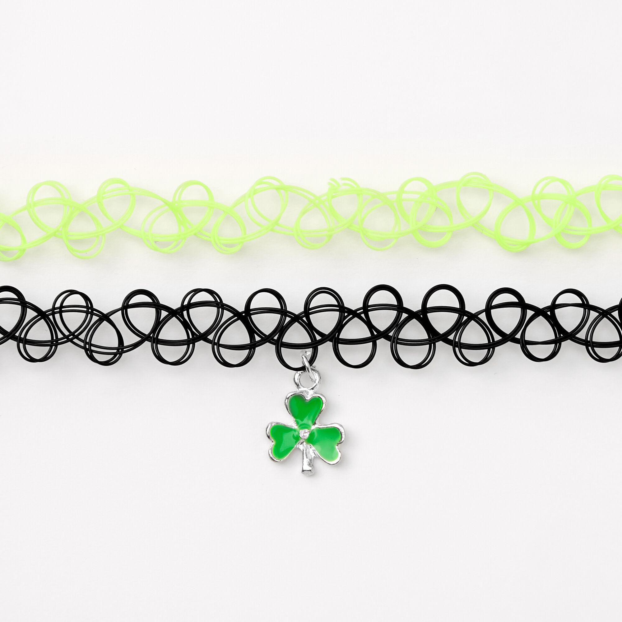 Shamrock Choker Necklaces Green 2 Pack