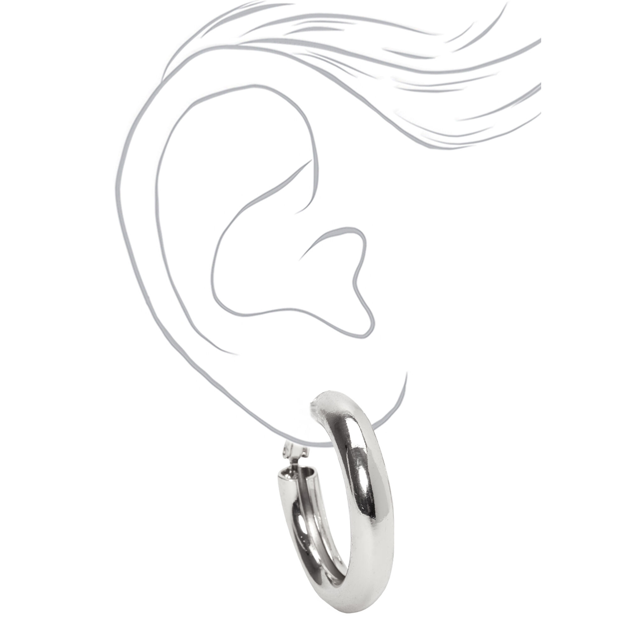 Silver-tone 30mm Tube Hoop Earrings,