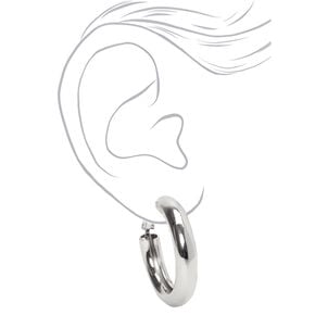 Silver-tone 30MM Tube Hoop Earrings,