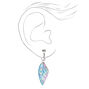 Silver 1&quot; Pastel Holographic Butterfly Wing Clip On Drop Earrings,