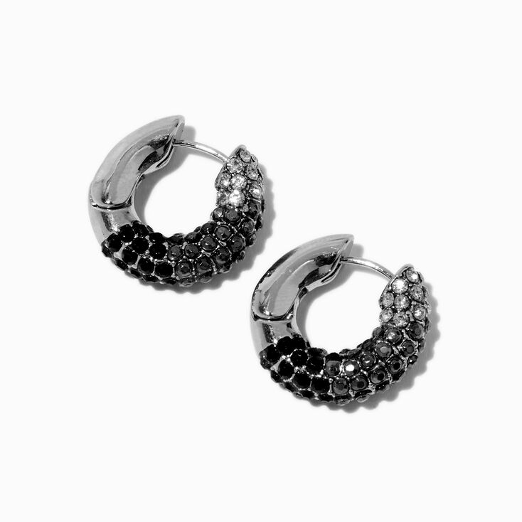 Silver-tone, Black &amp; Hematite Ombr&eacute; Hoop Earrings,