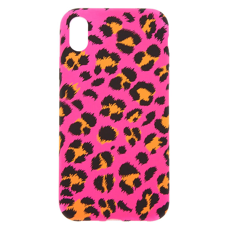 Neon Pink Leopard Print Phone Case - Fits iPhone XR,
