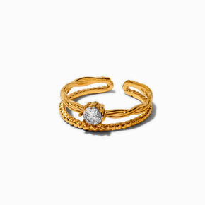Gold-tone Stainless Steel Cubic Zirconia Flower Multi Strand Toe Ring,